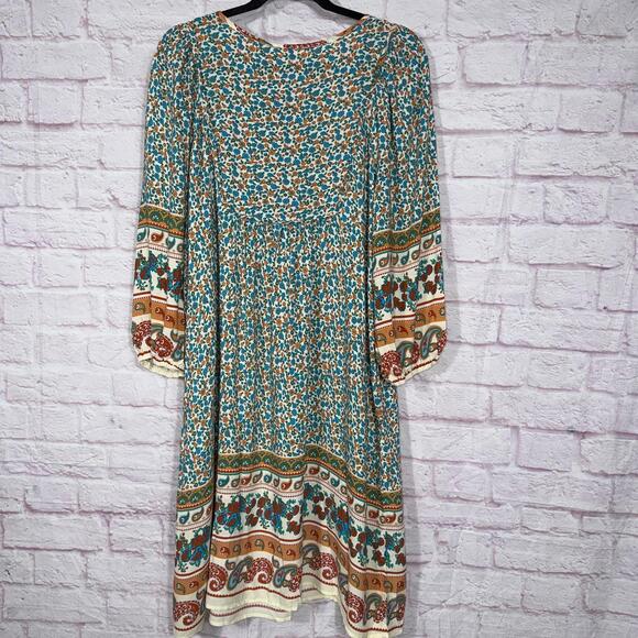 Bluetime Floral Boho Dress with 3/4 Sleeves Large NWT - Picture 8 of 8